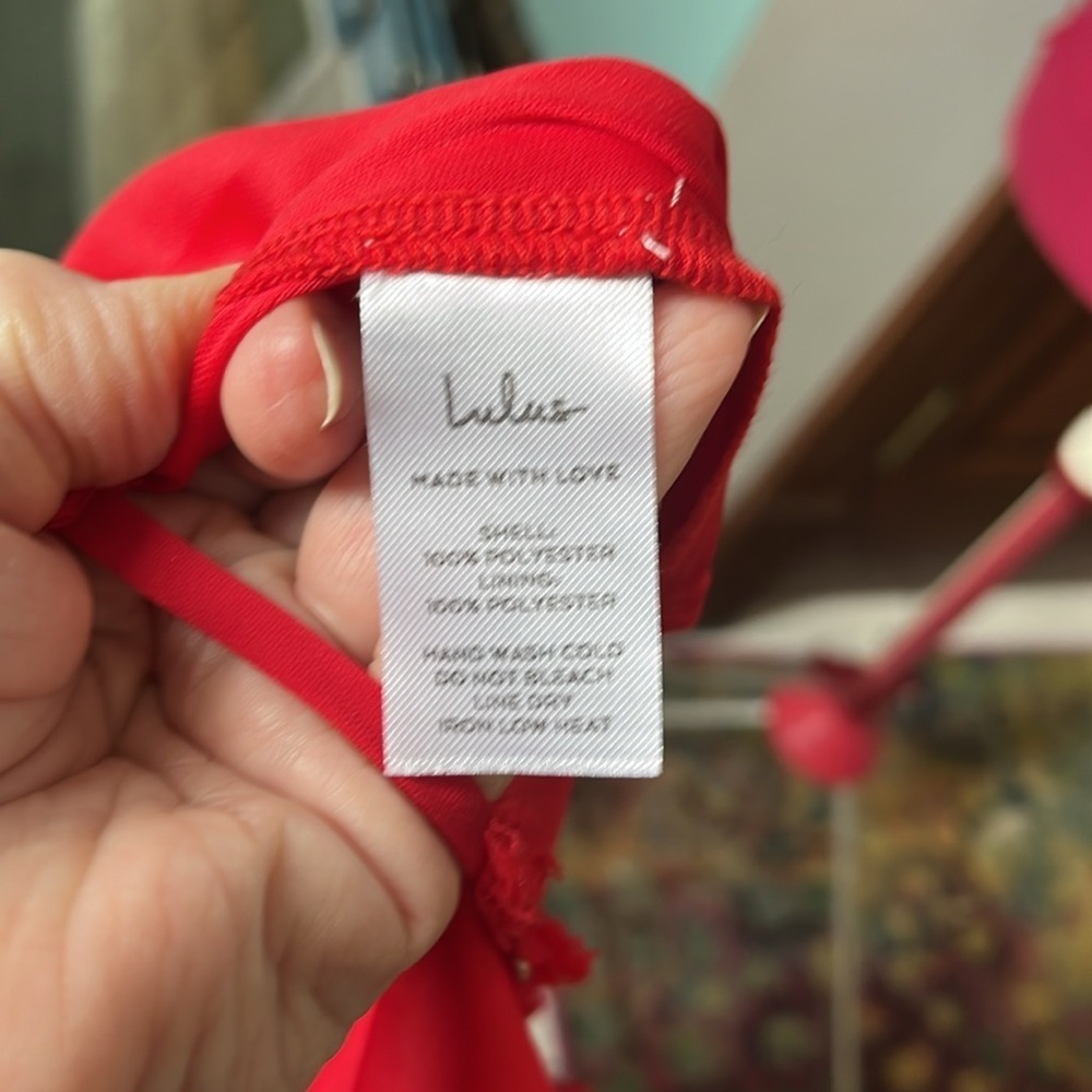 Lulu’s  NWT  Swiss dot  Red  spaghetti strap halter dress  sheer/ lining  size S - Picture 13 of 13